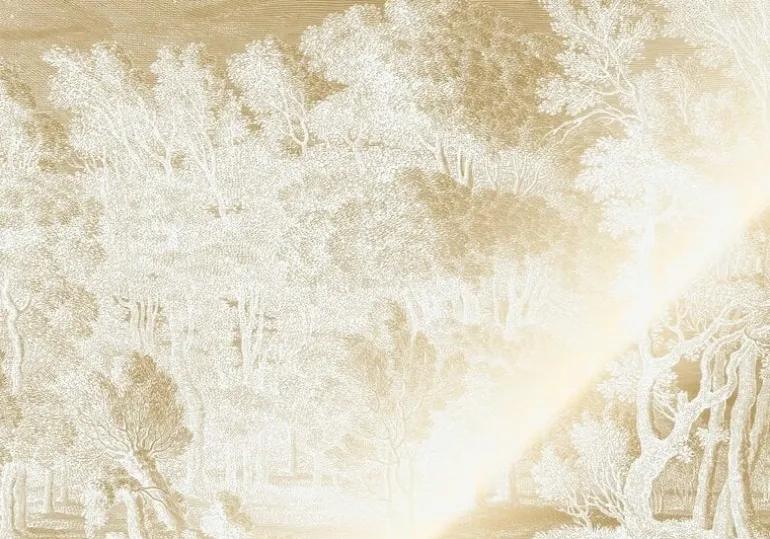 Goud Engraved landschappen behang off-white MW-152 200x280cm