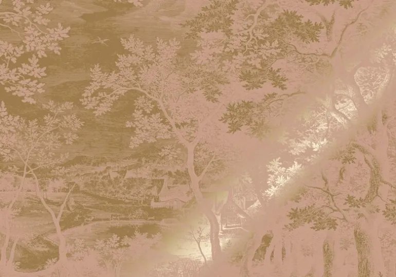 Goud Engraved landschappen behang nude MW-172 400x280cm