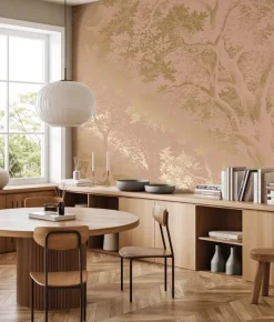 Goud Engraved landschappen behang nude MW-172 400x280cm