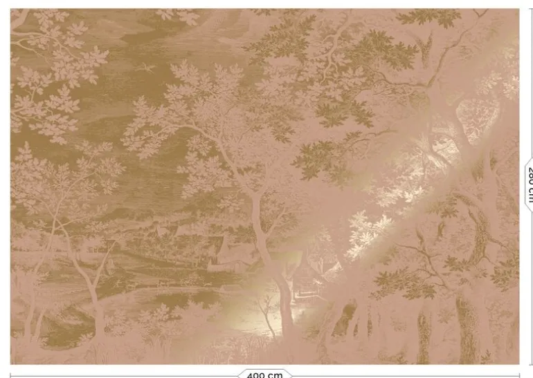 Goud Engraved landschappen behang nude MW-172 400x280cm