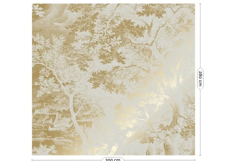Goud Engraved landschappen behang zand MW-168 300x280cm