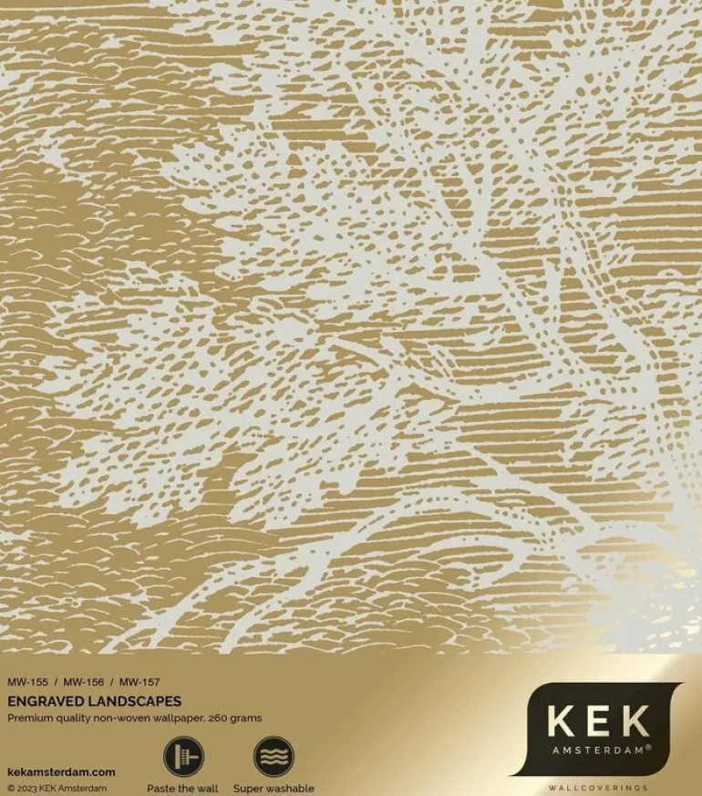 Goud Engraved landschappen behang zand MW-155 200x280cm
