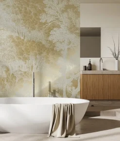 Goud Engraved landschappen behang zand MW-156 300x280cm