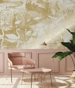 Goud Engraved landschappen behang zand MW-104 200x280cm