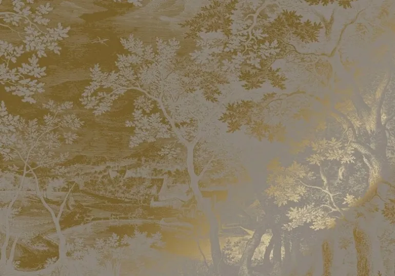 Goud Engraved landschappen behang grijs MW-174 300x280cm