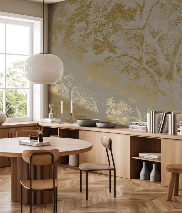 Goud Engraved landschappen behang grijs MW-173 200x280cm