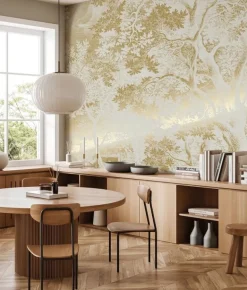 Goud Engraved landschappen behang zand MW-169 400x280cm
