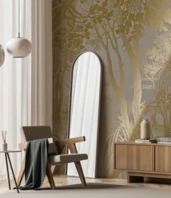 Goud Engraved landschappen behang grijs MW-099 300x280cm