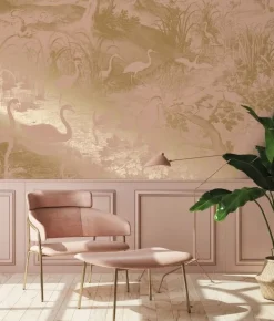 Goud Engraved landschappen behang nude MW-109 400x280cm