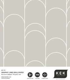 Grafische lijnen behang 100x280cm beige WP-737