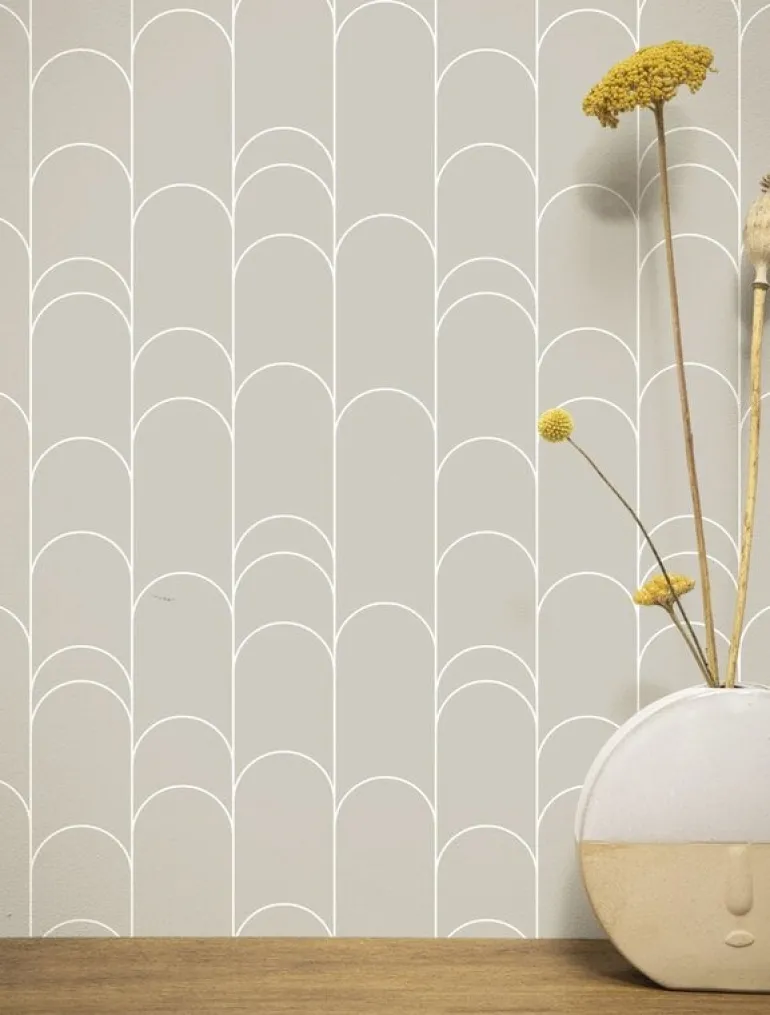 Grafische lijnen behang 100x280cm beige WP-737