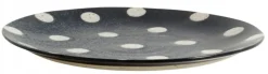 Grainy bord dot S donkerblauw/zand -set van 4 stuks