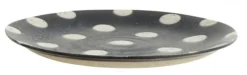 Grainy cake bord dot donkerblauw/zand -set van 4 stuks