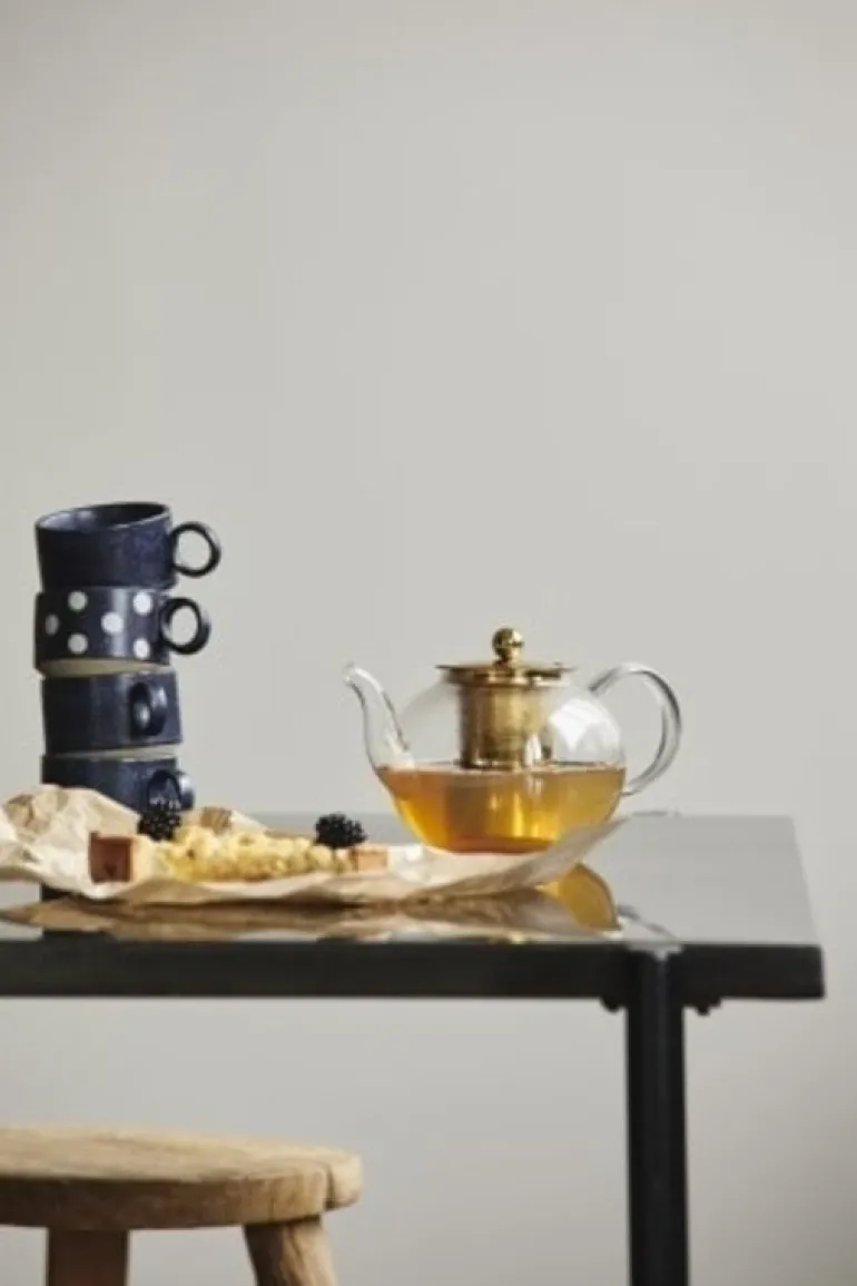 Grainy thee mokken donkerblauw/zand - set van 4 stuks