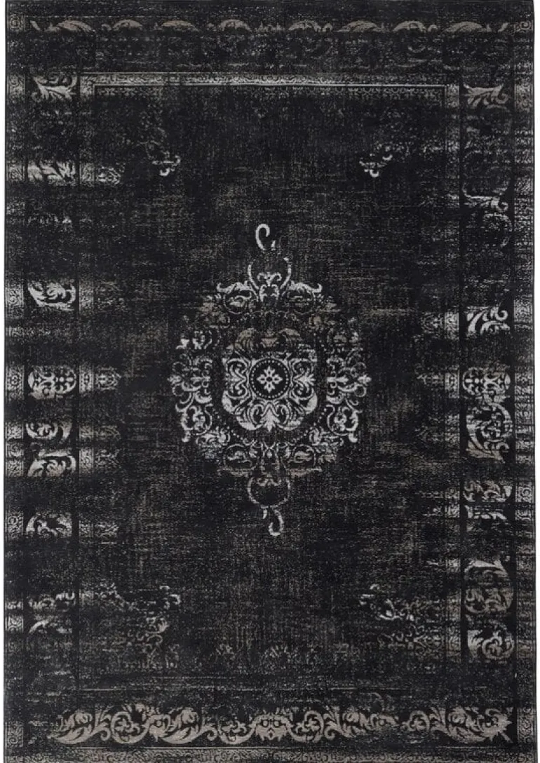 Grand geweven vloerkleed - donkergrijs/zwart 200x290
