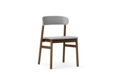 Herit stoel donker eiken/leer grijs - 1401024