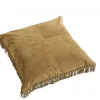 Hippie leren kussen incl vulling - bruin 80x80cm