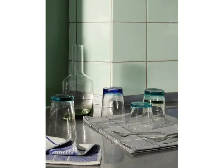 Hue glazen 30cl turquoise set van 6 stuks - 14496253