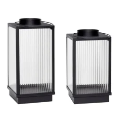 Lantaarns metaal zwart- set van 2 stuks