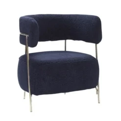 Lounge stoel polyester/metaal - blauw/nickel