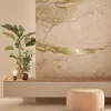 Marmer behang FU-066 - 194,8x280cm goud/nude