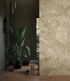 Marmer behang FU-064 - 292,2x280cm goud/beige