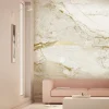Marmer behang FU-074 - 389,6x280cm goud/wit
