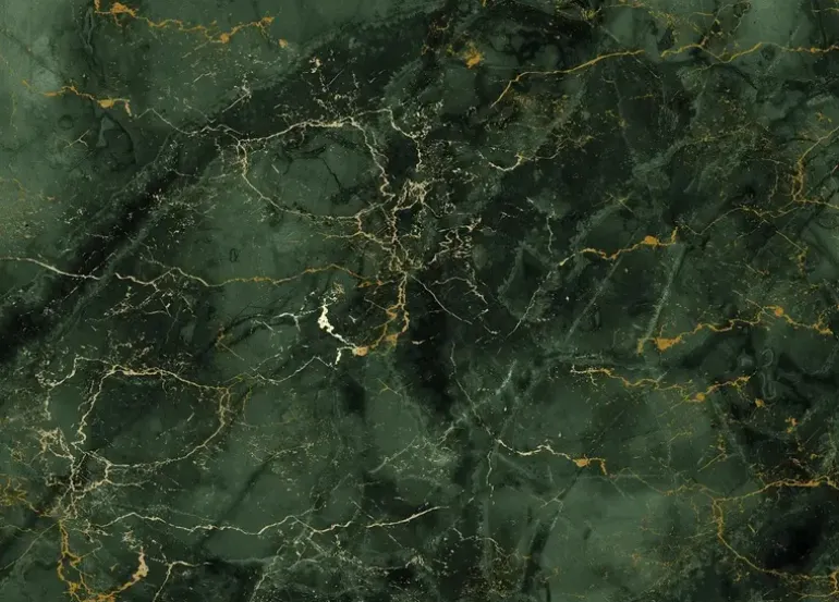 Marmer behang FU-069 - 194,8x280cm goud/groen