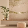 Marmer behang FU-068 - 389,6x280cm goud/nude