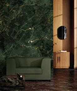 Marmer behang FU-071 - 389,6x280cm goud/groen