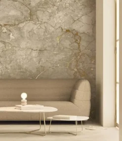 Marmer behang FU-063 - 194,8x280cm goud/beige