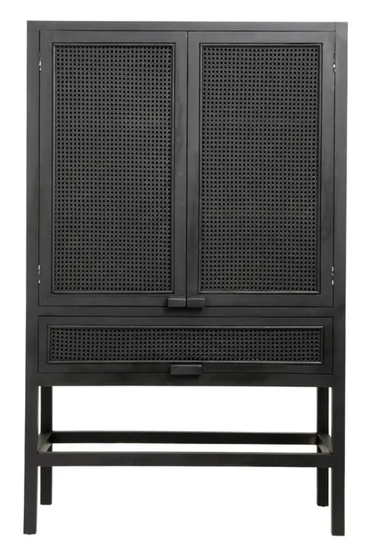 Merge teak kast met webbing - zwart
