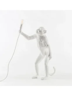 Monkey lamp standing - wit