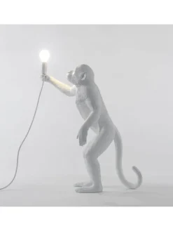 Monkey lamp standing - wit