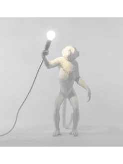 Monkey lamp standing - wit