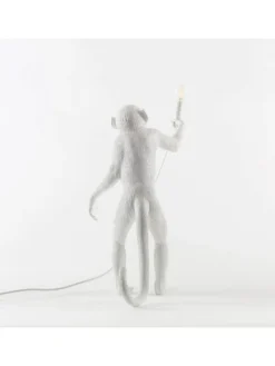 Monkey lamp standing - wit