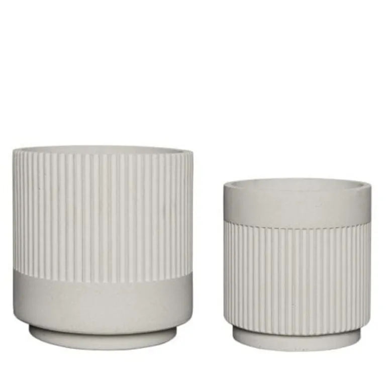 Plaster potten wit - set van 2 stuks