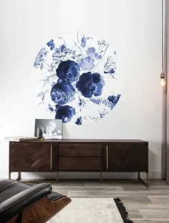 Royal blue flowers behangcirkel SC-001 ø142,5 cm