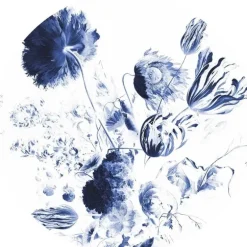 Royal blue flowers behangcirkel SC-002 - ø 142,5 cm