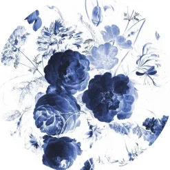 Royal blue flowers behangcirkel CK-001 ø190cm
