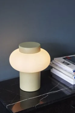Tafellamp metaal/glas - geel/opal