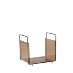 Tijdschrifthouder metaal/glas - oranje/nikkel