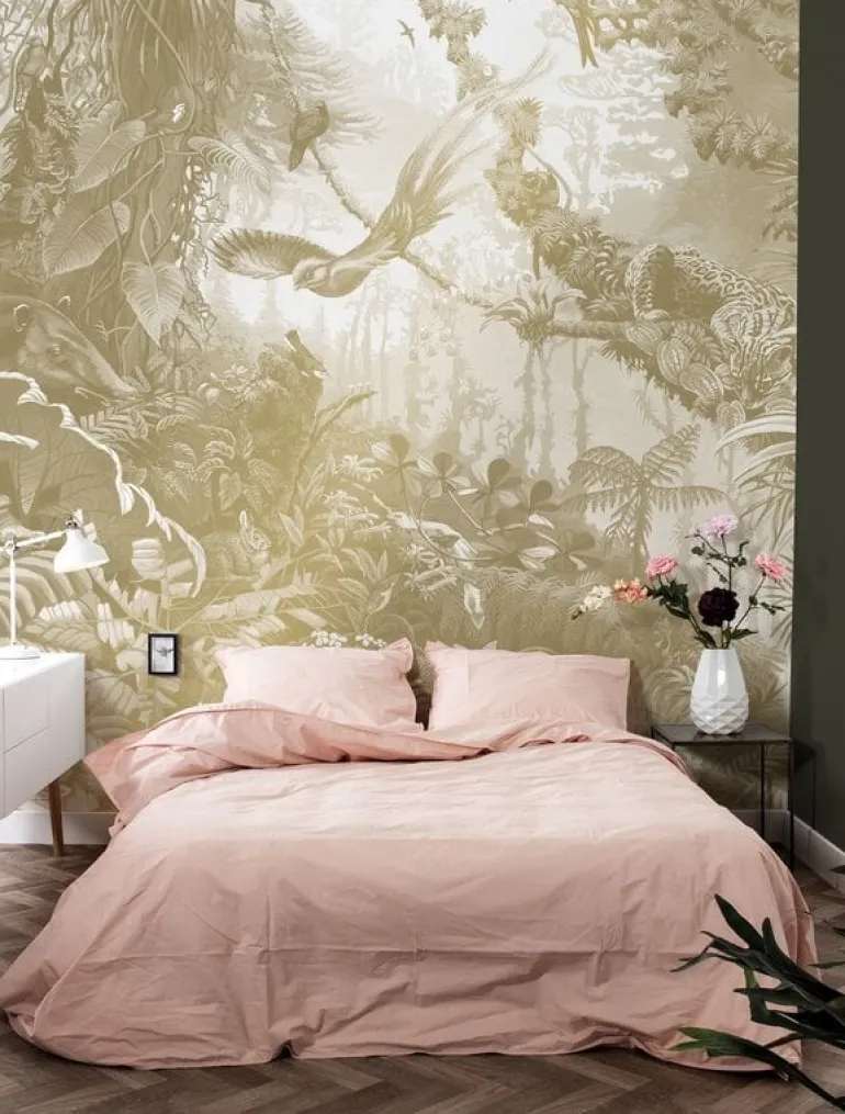 Tropical landscapes goud behang MW-065 - 300x280cm