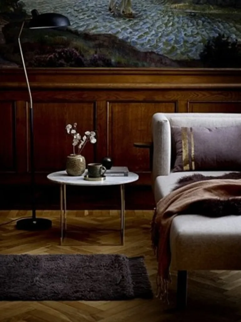 Vloerlamp zwart metaal met gold finish