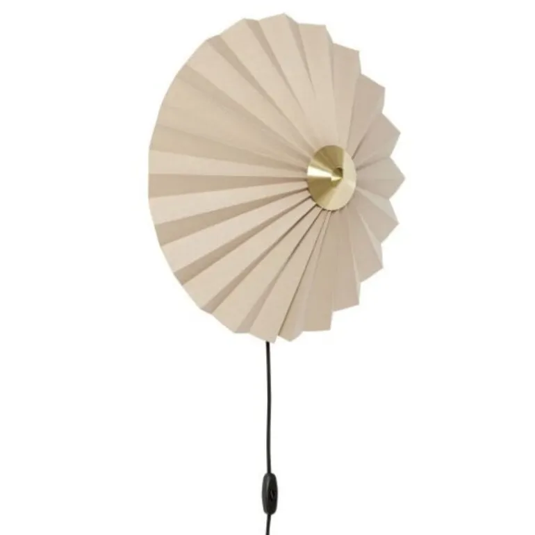Wandlamp textiel metaal - zand/messing