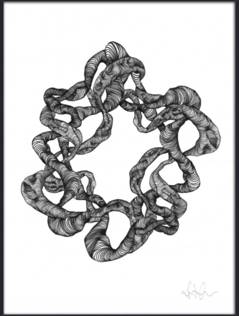 Wreath illustration - zwart/wit